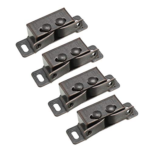 uxcell Retro Wardrobe Door Iron Double Ball Roller Catch Latch, Copper Tone 4pcs