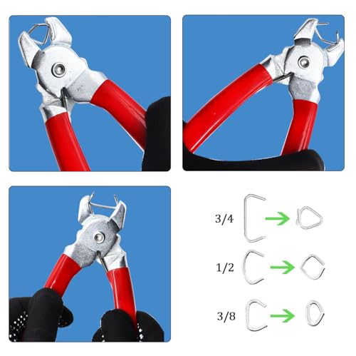 540 pcs Hog Rings with Straight Hog Ring Pliers Kit 3/4" 1/2" 3/8 "Galvanized Hog Rings for Animal Pet Cages、Ropes、Bagging、DIY Craft、Furniture - color: Red, size: 540PCS-Straight