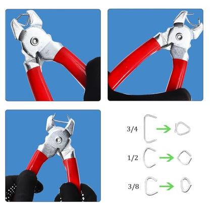 540 pcs Hog Rings with Straight Hog Ring Pliers Kit 3/4" 1/2" 3/8 "Galvanized Hog Rings for Animal Pet Cages、Ropes、Bagging、DIY Craft、Furniture - color: Red, size: 540PCS-Straight