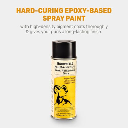 Brownells Aluma-Hyde II Epoxy Based Firearm Finish Spray Coating Protection Paint, Aerosol Can, 12 oz. (340g) Dark Parkerizing Gray - color: Dark Parkerizing Gray