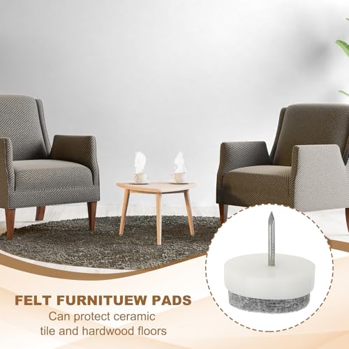 PATIKIL 24 mm Nail-on Felt Pads 40Pcs Round Felt Furniture Sliders White - color: White, size: 24 mm