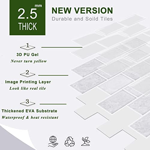 STICKGOO Subway Tile Peel and Stick Backsplash, Thicker Design 12" x 12" Stick on Backsplash Tiles for Kitchen, Bathroom, Wall Tile (10 Sheets, Cinderella Grey) - color: Cinderella Grey