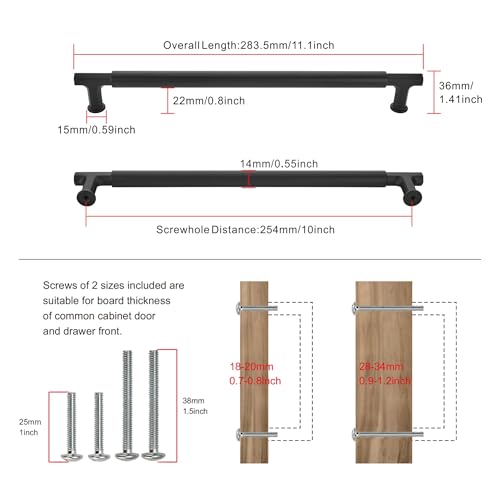 SAILING 5 Pack Cabinet Pulls-10 Inch/254mm Kitchen Cabinet Handles Matte Black Cabinet Pulls for Bathroom Dresser Pulls Hardware Cabinet Handles SA10185 - color: Matte Black, size: 10"(254mm)Hole Center-5Pcs