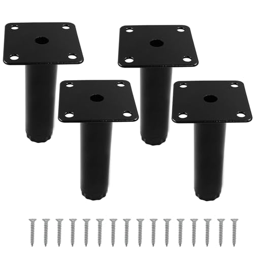 4" / 100mm Metal Furniture Legs, Black, 4 Pcs - size: 4 inches