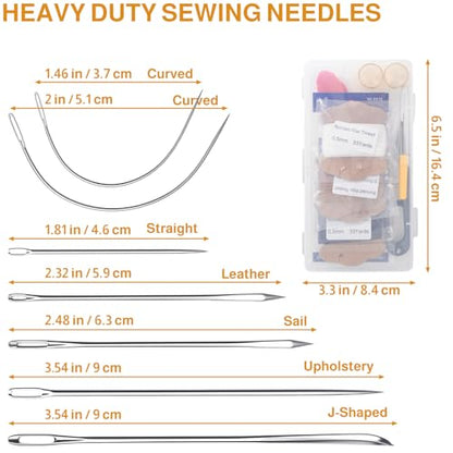 Upholstery Repair Kit, Bonded Round Waxed Thread Set with Sewing Needles