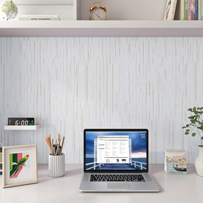 Livelynine Textured Wallpaper Peel and Stick White and Gold Grasscloth Wallpaper Prepasted Removable Wall Paper for Bathroom Dorm RV Self Adhesive Vinyl Textured Contact Paper Shelf Liner 15.8x78.8 - size: 15.8x78.8 Inch