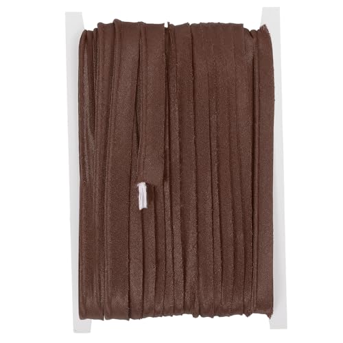 YELARXI 1/2 Inch Maxi Piping Bias Tape, 20 Yards Piping Trim with Cord Satin Binding Lip Cord Trim Fit for Sewing Garment Webbing Trimming Crafts Decorating - (Brown) - color: Brown