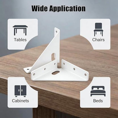 8 Pcs Heavy Duty Gusset Joints, Trapezi Corner Code (White) - color: 8 Pcs Gusset Joints (White)