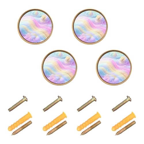 4 Pack Rainbow Ice Cream Cabinet Knobs Round 1-1/4 Inch (32 mm) Dresser Drawer Pulls Kitchen Cabinet Hardware Handles Knobs for Dresser Kitchen Drawer - color: A05