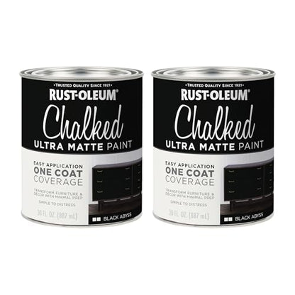 Rust-Oleum Chalked All-in-One Ultra Matte Black Abyss Spray Paint - color: Black Abyss, size: 30 Ounce (Pack of 2)