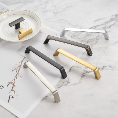 KOOFIZO 10 Pack 5 Inch Brushed Gold Cabinet Pulls Gold Cabinet Handles Hardware for Kitchen Cabinets Drawers P21 Bedroom Dresser Bathroom Vanity Cupboard - color: Brushed Gold, size: 5" CC - 10Pcs