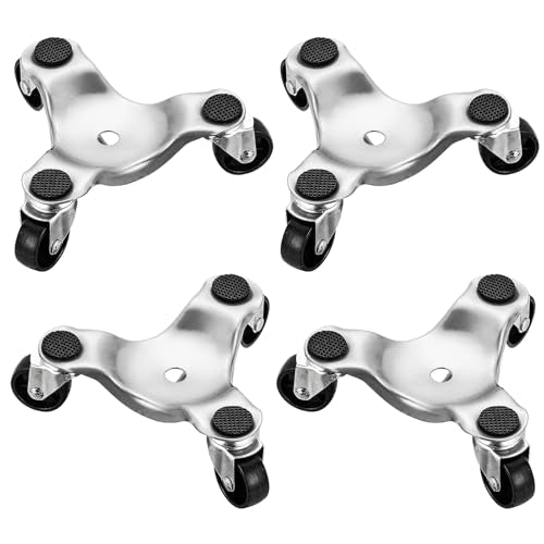 Set of 4 Steel Tri Dolly Caster, 800lbs 3 Wheel Furniture Mover Dolly, Heavy Duty Furniture Mover’s Rollers Smoothly for Moving Cabinet, Table, Appliances, 6 Inch