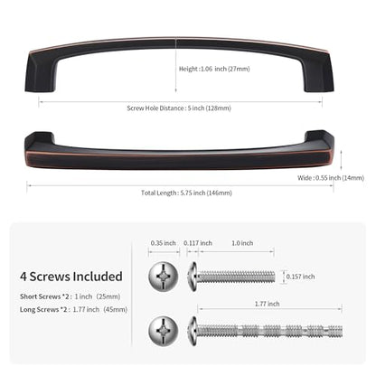 Lardmon 10 Pack 5 Inch(128mm) Hole Center Oil Rubbed Bronze Modern Cabinet Pulls Solid Kitchen Cabinet Handles Hardware Bathroom Vanity Pulls Timeless Drawer Pulls Handles for Dresser - color: Oil Rubbed Bronze, size: 5 Inch Hole Center, style: 10 Pack