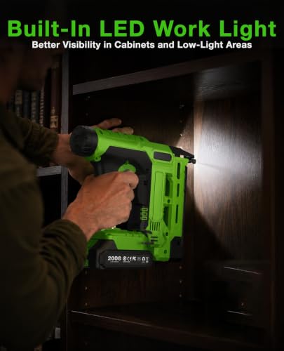TaskStar 18-Gauge Cordless Brad Nailer: 20V 2-in-1 Electric Nail Gun with 2 Batteries, 1000pcs Nails & Staples, Adjustable Depth Staple Gun for Wood, Drywall, Upholstery & DIY Projects