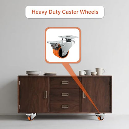 2" Double Wheel Casters with Brake (4 Pack) - color: Orange