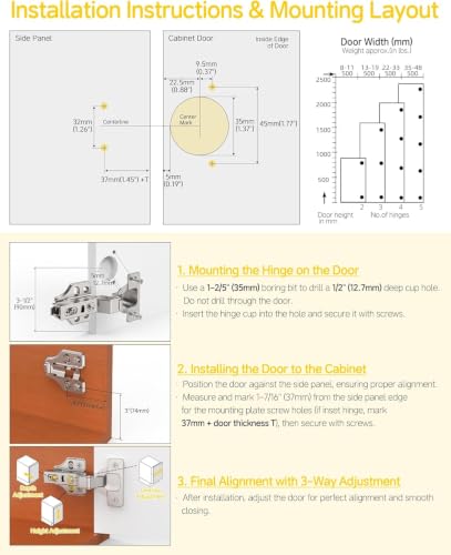 Onemake 20 Pack Inset Soft Close Cabinet Hinges, Stay at Will 105° Concealed Hinge, Smooth Slow Self Closing, 3D Adjustment, Clip-on Plate, Frameless Hidden Door Hardware for Kitchen Cupboard - size: Inset
