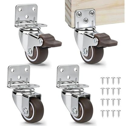 1.5 Inch Side Mount Caster Wheels Heavy Duty Swivel L-Bracket with Brakes - style: 1.5 Inch