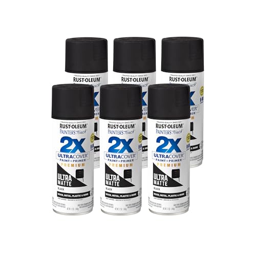 Rust-Oleum Painter's Touch 2X Ultra Cover Spray Paint, Ultra Matte Black - color: Ultra Matte Black, size: 12 Ounce (Pack of 6)