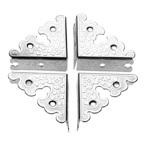 dophee 4Pcs Silver Decorative Metal Corner Covers Protectors 1.34"x1.34" - color: Silver