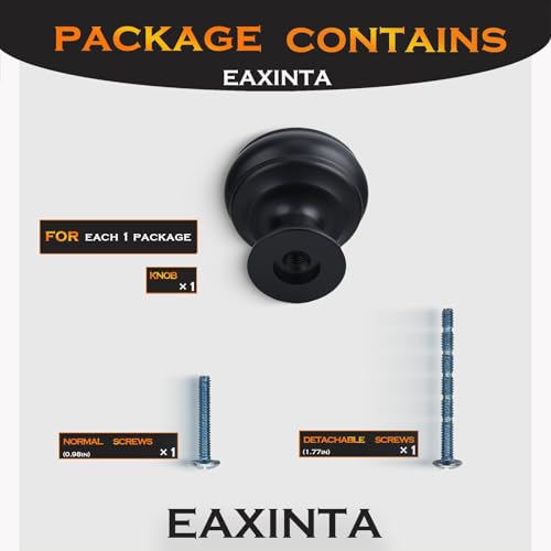 10 Pack Matte Black Cabinet Knobs, 1-1/4 Inch Zinc Alloy Knob - color: Matte Black