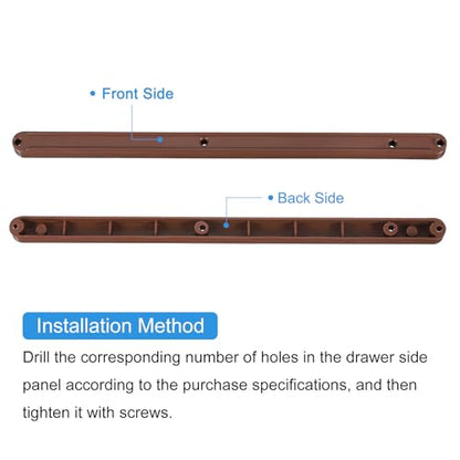 uxcell Drawer Slides, 4Pcs 300mm - Plastic Drawer Rails, Side Mounted Grooved Guide Rails for Cabinet Drawers Bedside Tables Wardrobe Dressers (Brown) - color: Brown