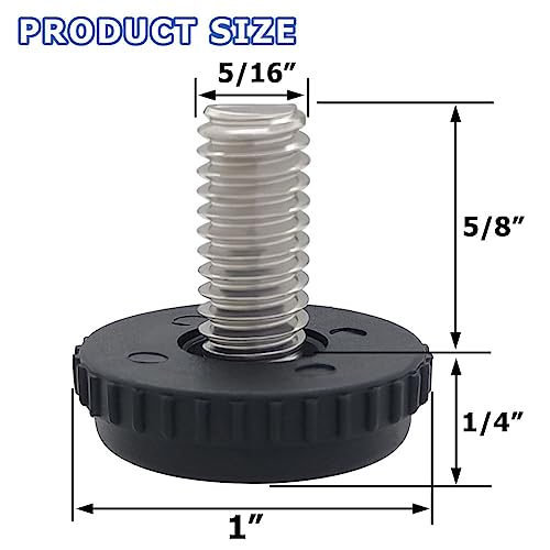 Hooshing 10PCS 5/16-18 Stainless Steel Adjustable Furniture Levelers Feet - size: 5/16"-18