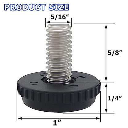 Hooshing 10PCS 5/16-18 Stainless Steel Adjustable Furniture Levelers Feet - size: 5/16"-18