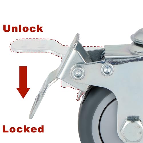 Finnhomy 3 Inches Stem Caster Wheels Set of 4 Heavy Duty 7/16 Inch Stem Diameter Swivel Locking Casters Replacement Wheels for Utility Cart/Mop Bucket/Wet & Dry Vacuum/Grills/Shop Mechanic Stool - style: 3" (with Brake)