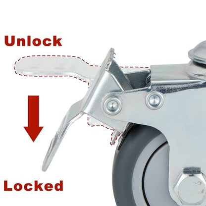 Finnhomy 3 Inches Stem Caster Wheels Set of 4 Heavy Duty 7/16 Inch Stem Diameter Swivel Locking Casters Replacement Wheels for Utility Cart/Mop Bucket/Wet & Dry Vacuum/Grills/Shop Mechanic Stool - style: 3" (with Brake)