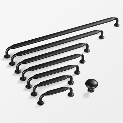Lardmon 10 Pack Matte Black Modern Cabinet Pulls 3 Inch(76mm) Hole Center Kitchen Cabinet Handles Solid Drawer Pulls Heavy Duty Kitchen Hardware Vanity Pulls Dresser Handles - color: Matte Black, size: 3 Inch Hole Center, style: 10 Pack