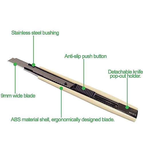 2pcs Utility Knife 9mm 60 Degree Foil Blade Cutter Snap Off Retractable Wrap Gift Box Paper Wallpaper Craft Abs Anti-slip Handle Auto Lock Cutter