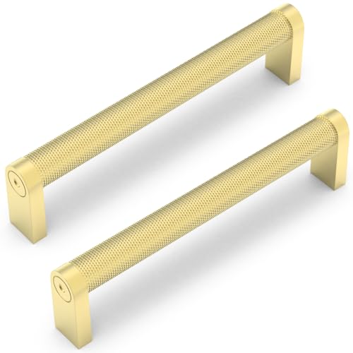 10 Pack Brushed Gold Cabinet Pulls knurled 5 Inch Hole Centers Kitchen Cabinet Handles Gold Drawer Pulls Dresser Handles - color: Brushed Gold, size: 5'' Hole Center(128mm)