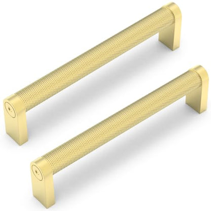 10 Pack Brushed Gold Cabinet Pulls knurled 5 Inch Hole Centers Kitchen Cabinet Handles Gold Drawer Pulls Dresser Handles - color: Brushed Gold, size: 5'' Hole Center(128mm)