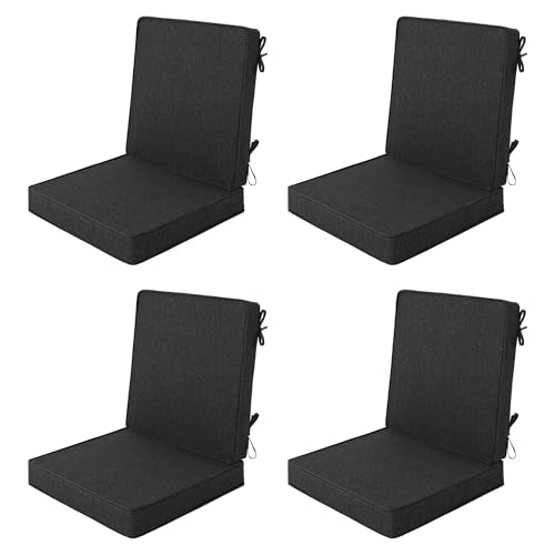 Outdoor Chair Cushions Set of 4, 18 x 16.5 Inch, Black - color: Black, size: 18" x 16.5" 4 Pack