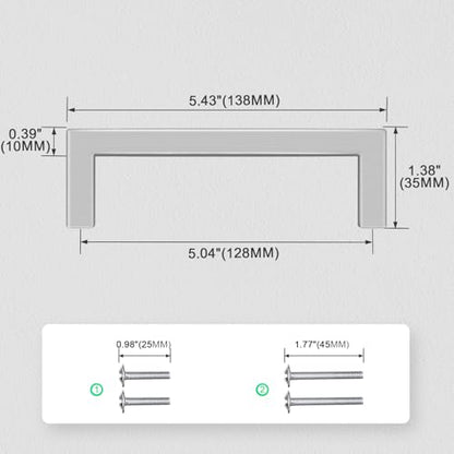 5" (128mm) Hole Centers Brushed Nickel Stainless Steel Cabinet Pulls 20 Pack - Handles for Kitchen Cabinets, Bathroom Drawers & Dressers - color: Brushed Nickel, size: 5 Inch Hole Centers