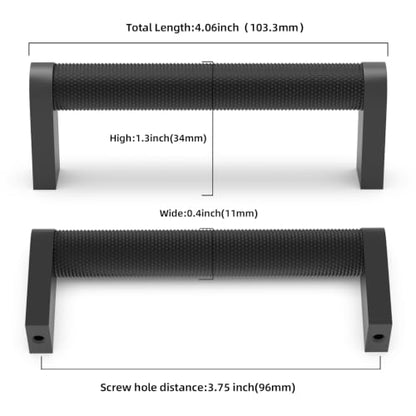 30 Pack Matte Black Cabinet Pulls knurled 3-3/4 Inch Hole Centers Kitchen Cabinet Handles Black Drawer Pulls Dresser Handles - color: Matte Black, size: 3-3/4'' Hole Center(96mm)