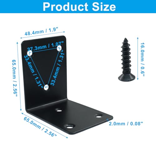 4Pcs 2.5" Black L Shaped Corner Bracket 65*65mm - style: 4Pcs 2.5" x 2.5"