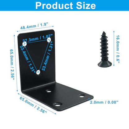 4Pcs 2.5" Black L Shaped Corner Bracket 65*65mm - style: 4Pcs 2.5" x 2.5"