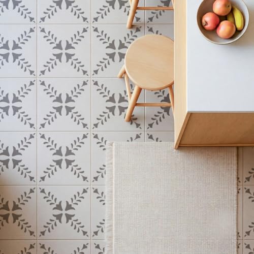 2 Pcs 12" x 12" Tile Stencil Painting Stencil for Walls and Floors - Reusable - Stencils for Painting - Stencil for Home Decor (Vine Wreath) - style: Vine Wreath