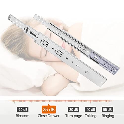 Soft Close Full Extension Ball Bearing Drawer Slides - 12 Inch, 6 Pairs, 3-Section, 100 LB Capacity