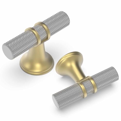 20 Pack Gold and Brushed Satin Nickel Kitchen Cabinet Knobs - color: Nickel and Gold Knurled, size: Knobs