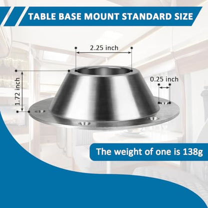 2 Pack Aluminum RV Table Base & Floor Mount for 2" OD Pedestal Leg - size: 2