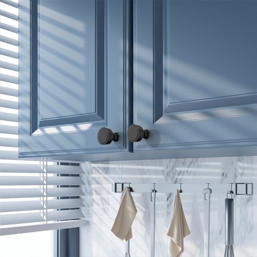 Amerdeco 10 Pack Matte Black Cabinet Knobs Single Hole Cabinet Pulls Diameter Round Drawer Knobs and Pulls for Bathroom Cabinets ZH0075 - color: Matte Black, size: Single Hole