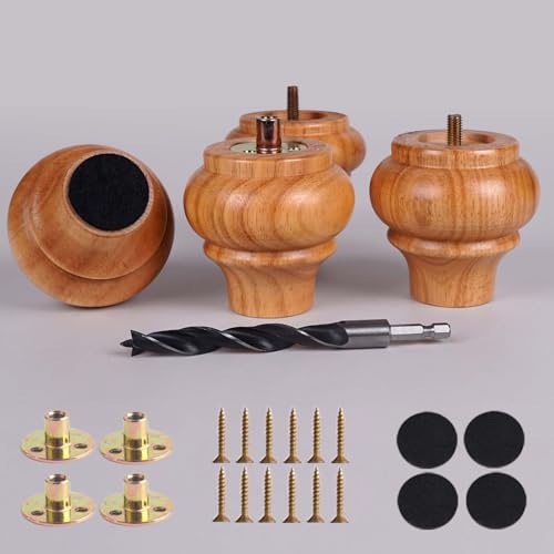 3 inch Wood Legs for Furniture Set of 4 Couch Legs Sofa Legs,Replacement Legs Wooden Furniture Legs Sofa Feet Cabinet Legs Bed Support Legs (Natural, 3 Inch) - color: Natural, size: 3 Inch