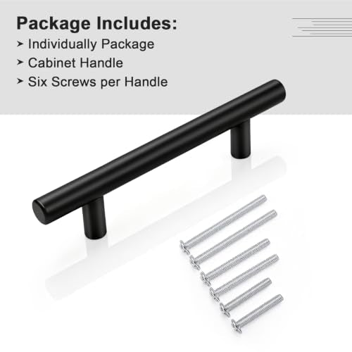 Gobrico 10 Pack 3-1/2" (90mm) Hole Center Cabinet Handles, Black Cabinet Pulls, Matte Black Stainless Steel Drawer Pulls, 6" Overall Length - color: Black, size: 3-1/2 Inch Hole Center
