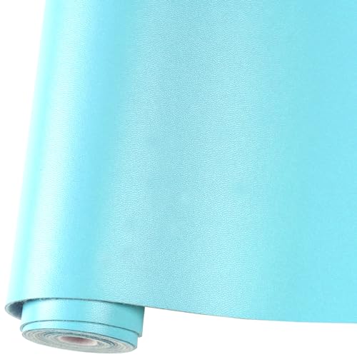 Smooth Solid Color Faux Leather Sheets Roll 12"X53" (30cmX135cm),Very Suitable for Making Crafts, Leather Earrings, Bows,Sewing (Light Blue) - color: Light Blue
