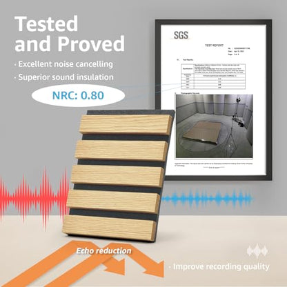 Art3d 4-Pack Fluted Acoustic Wood Slat Wall Panel, 107 x 8 Inch, Oak - color: Oak, size: 4pcs - 107＊8in.