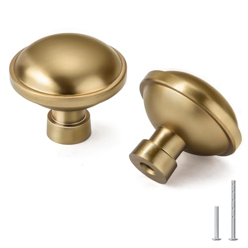 Goldenwarm Champagne Bronze Cabinet Knobs, Round Drawer Handles 1-1/4 Inch 10 Pack | Rustproof Single Hole Cabinet Hardware, Solid Zinc Alloy, Screws Included for Cupboard Closet Furniture Upgrade - color: Champagne Bronze, size: Knob(1-1/4 In)