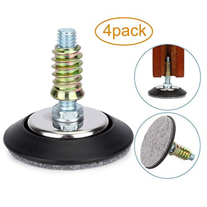 Adjustable Leveling Feet 3/8"-16 Thread with Felt Pads 4PK