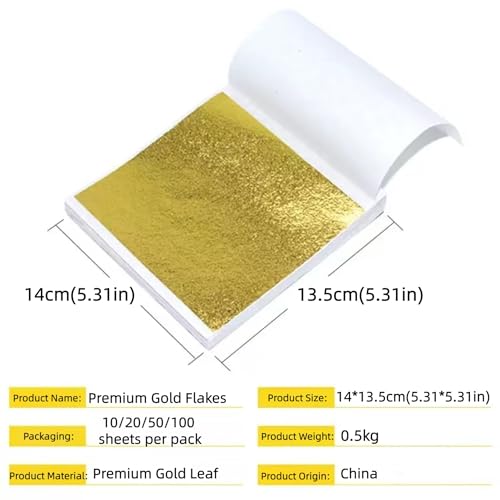 100 Grande Gold Leaf Sheets With tweezers, Premium 24K Gold Flakes - size: 100PCSBig